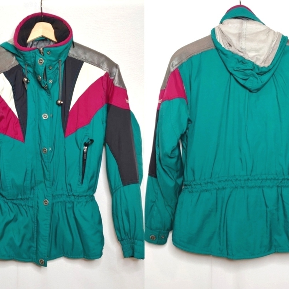 Marker LTD Vintage 90s Snow Ski Jacket Winter Teal Green Black Pink White 8‎
